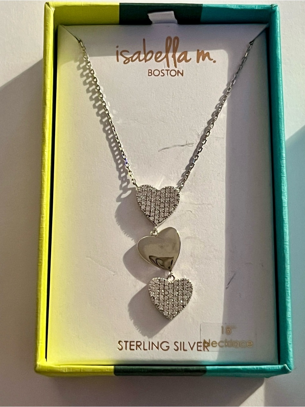 Isabella M  Sterling Silver Triple Heart Necklace - Silver